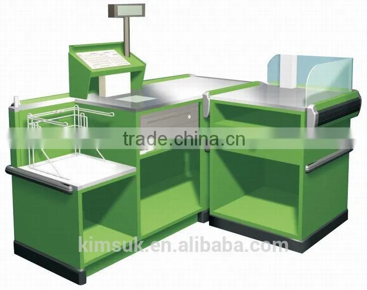 Top Quality Supermarket Checkout Counter,cashier desk,shelves used for grocery