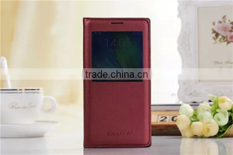 pu leather case for samsung galaxy A7,for samsung galaxy A7 case with view window,wholesale phone case for samsung A7