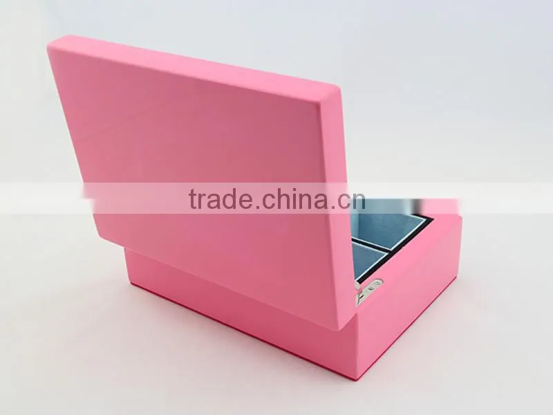 Luxury custom wooden Pink jewellry storage box with key lock