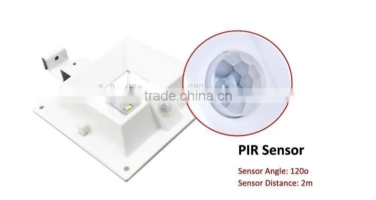 SL-4LFL 4led white square IP65 PIR sensor solar light for garden