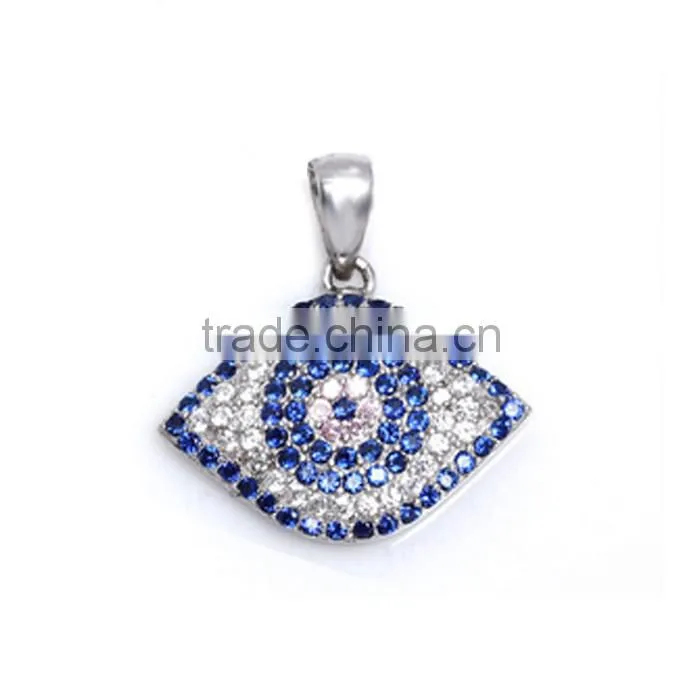 Hot sale natural blue sapphire Evil Eye pendant necklace