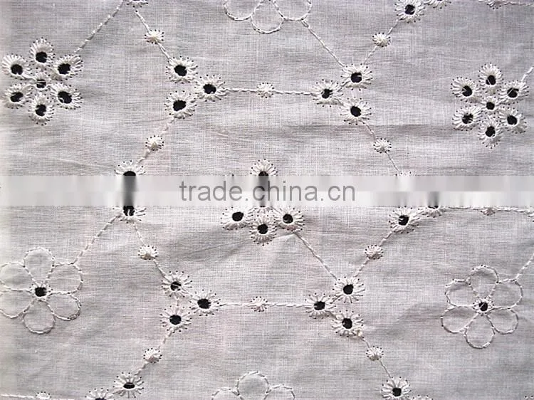 shaoxing textile Hot sale 100% cotton lace fabric embroidery design