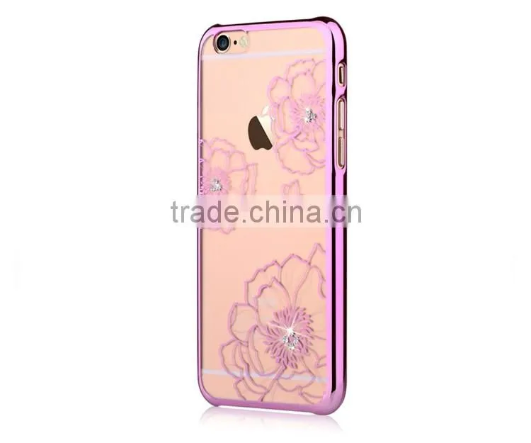 2016 New Design Electroplating with Laser Cutting PC Phone Case Cover for iPhone 6/6s Crystal Bloom