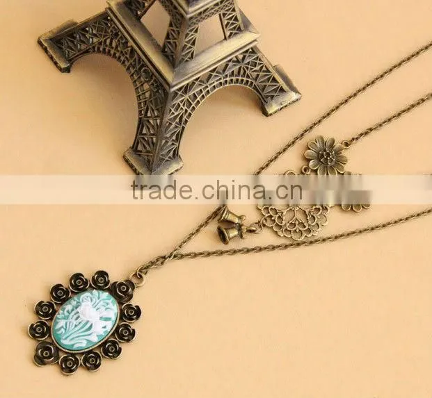 MYLOVE Fashion Double Black White Camellia Long Necklace Sweater Chain long chain MLSC-15
