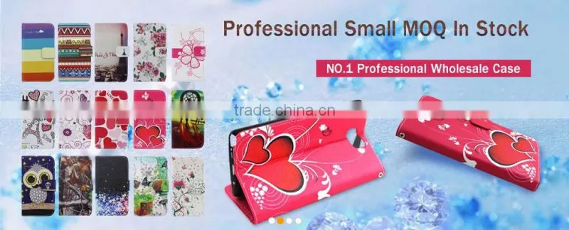 Two mobile phones leather case with diamond shape for Alcatel Pixi 4, KLT wholesale custom leather mobile card holder case cover