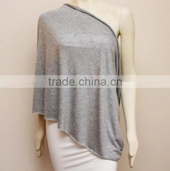 super soft bamboo spandex light grey top quality European fashion nursing wrap scarf poncho