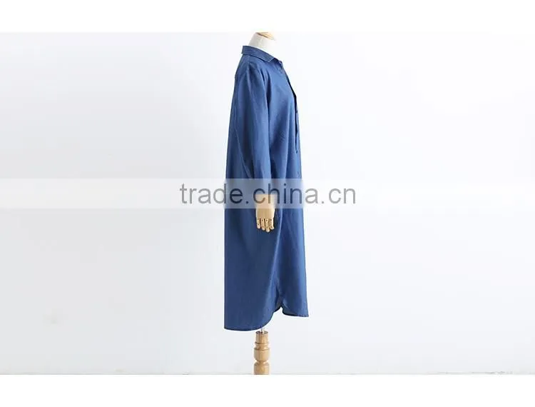 Washed Denim Shirt Dress Loose Large Size Long Sleeve Women New Autumn