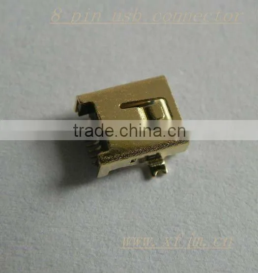 8 pin female mini usb connector ,gold-plated