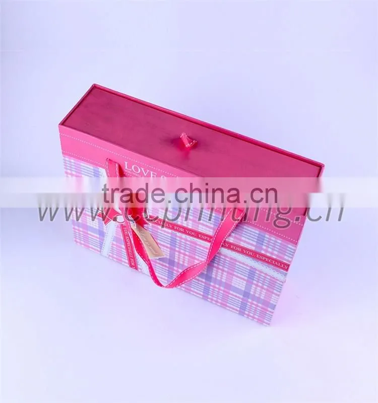 Handmade printed paper cardboard suitcase box with handle