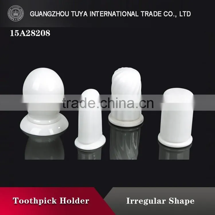 Unique customer can customize logo white ceramic toothpick holder