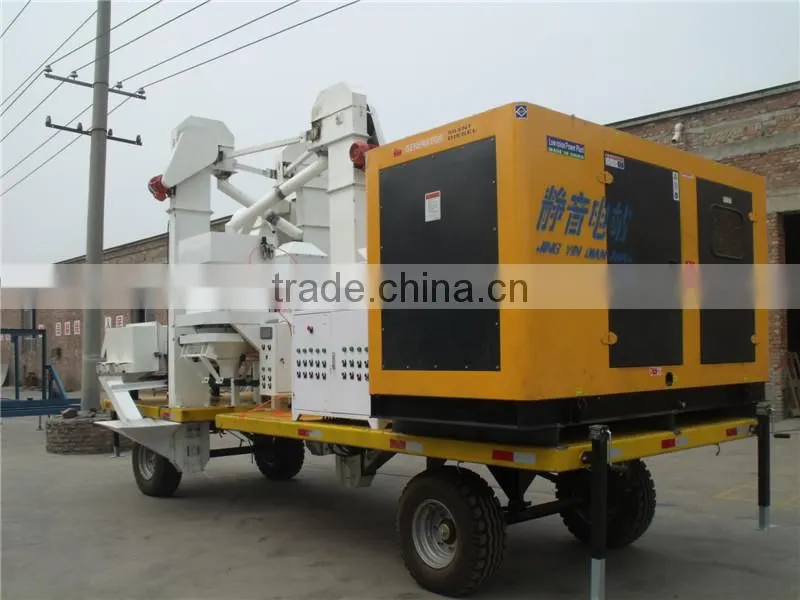 mobile grain seed processing plant with diesel generator