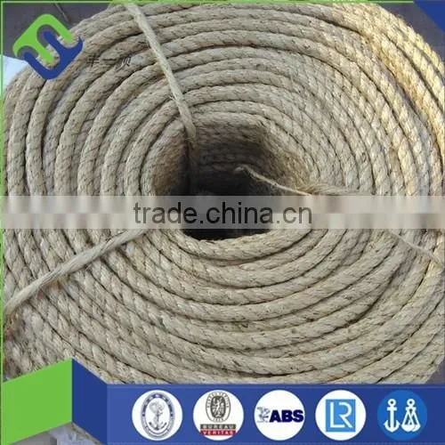 Hot sale 6mm twisted Sisal Rope,3 strands, nature sisal fiber price