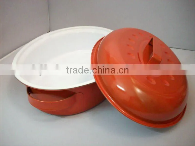 Best Kitchen Tool Oval Enamel Microwave Baking Pan With Lid