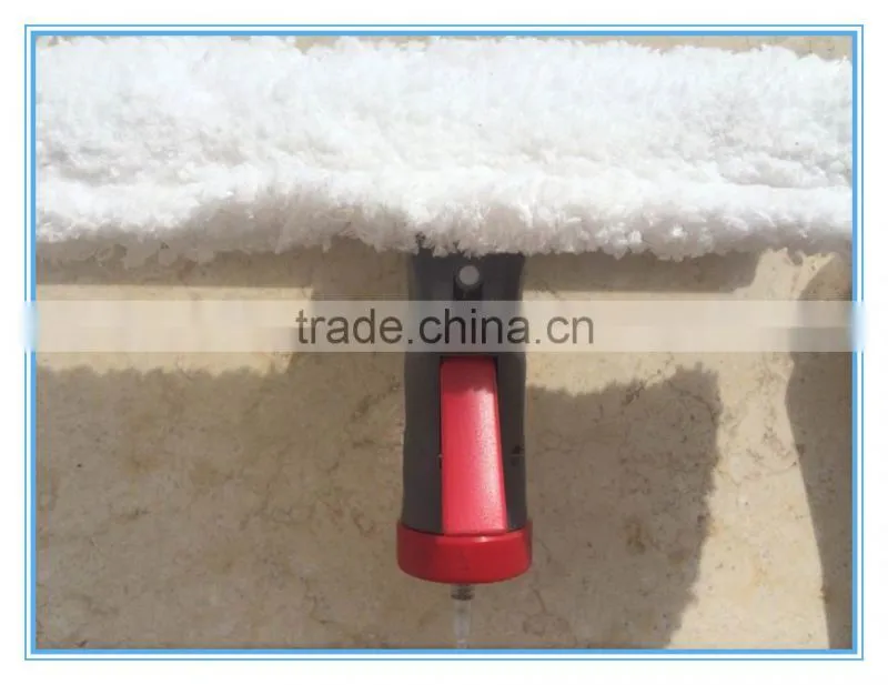 Spray window brush window cleaner with microfiber and rubber wiper strip