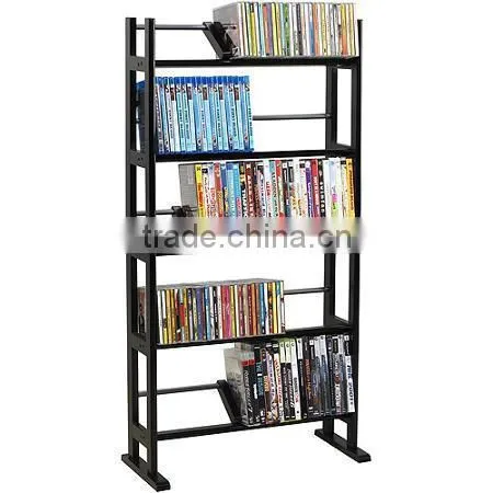 2-side folding metal black and white library book shelf