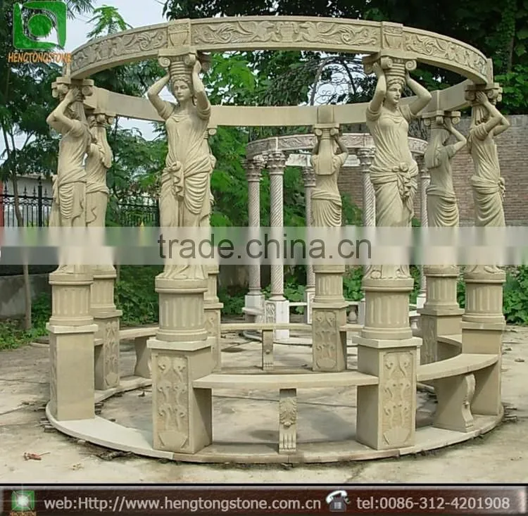 Hand Carved Stone Gazebo Pavillion Marble Stone Outdoor Backyard Gazebo Pavillion