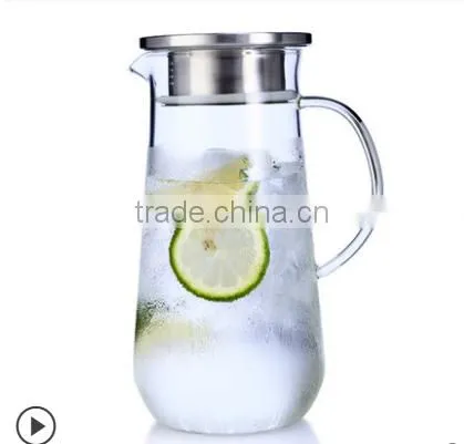 Clear Glass Water Jug Set with two glass water cups