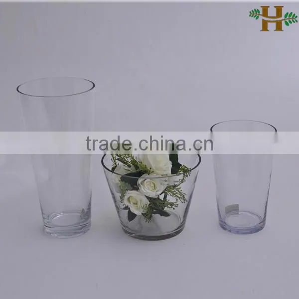 clear cone glass vases with paper rope decoration