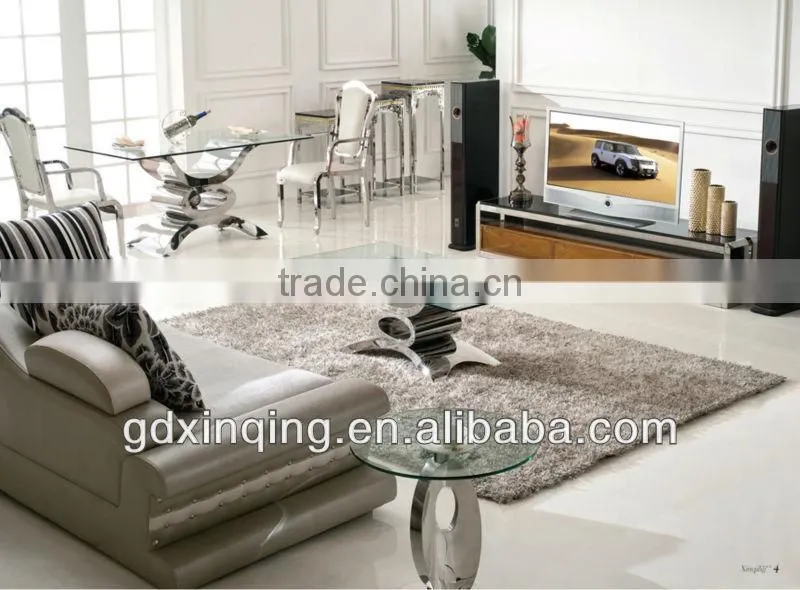 Modern design dining room tempered glass top and stainless steel base dining table TH346