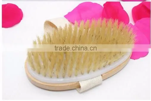 cy305 Bath Body Brush, 100% All Natural Boar Bristle Wooden Handle & band fixed Bristles brush