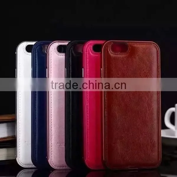 Good Design Metal Frame PU Leather Phone Case For Iphone6, Metal Frame Case PU leather Back Phone Case For Iphone6