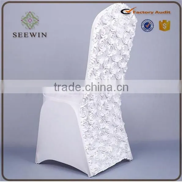 solid white rosette chair cover wedding