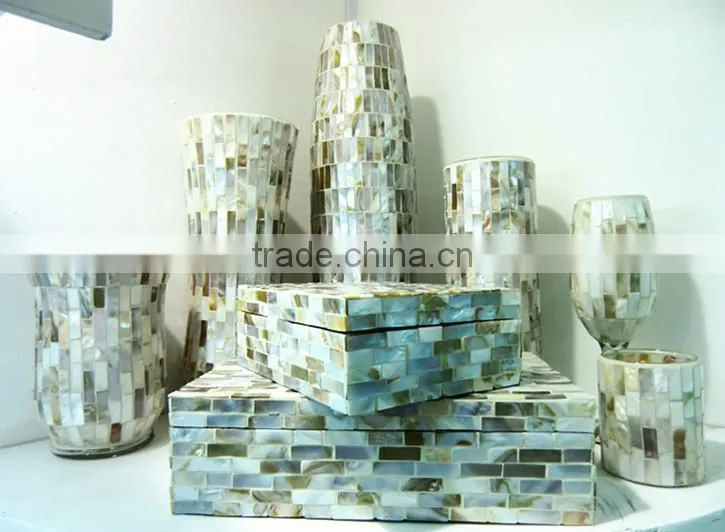 Seashell Mosaic Antique Large Chinese Floor Vases