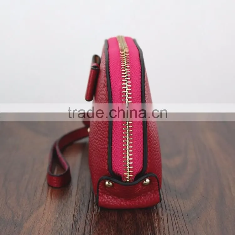 First Genuine leather Bow leather purse makeup Cosmetic Bag shell