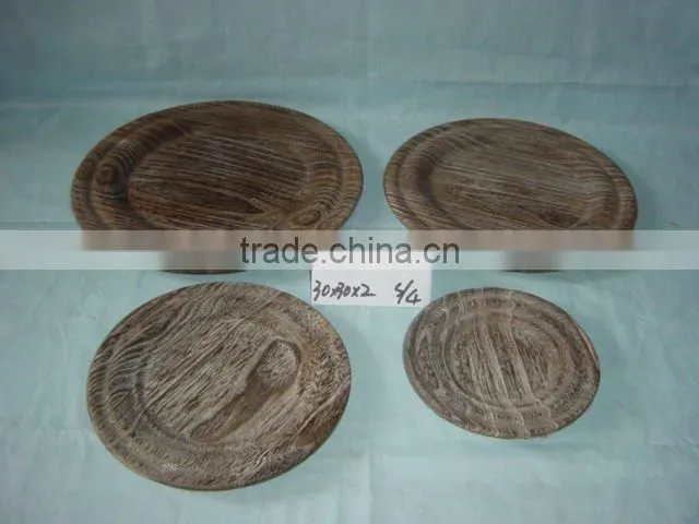 carbonized wholesale decorative round wooden plate
