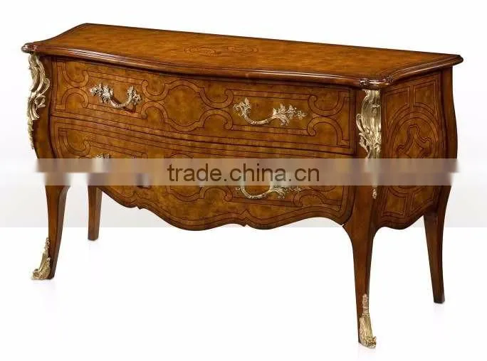 Classico Regency Decorative French Solid Wood Bombe Chest with Precious Golden Brass and Beautiful Chinoiserie Paint BF12-04254b