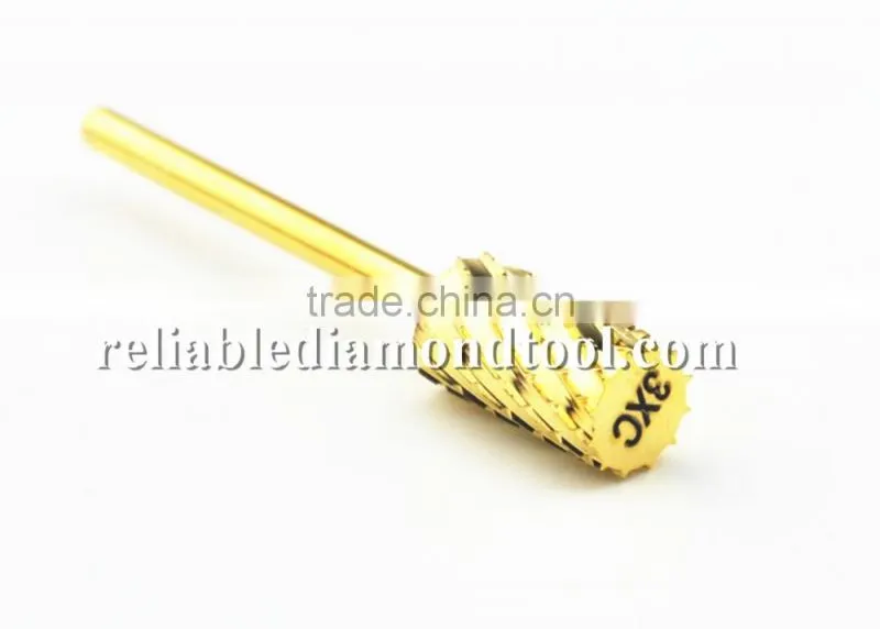 XXX Course Total Length 40MM Shank Diameter Barrel Ball Golden Carbide Burr for Nail HUAXING JIANGYIN
