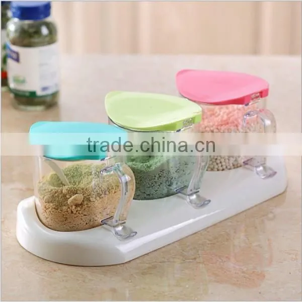 Custom Food-Grade Plastic 3 color Clear Plastic Seasoning Box Home Kitchen Spice Sugar Salt Storage Box Supplier