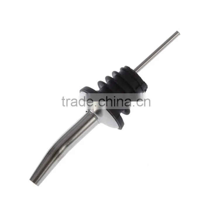 Stainless Steel Spirit Wine Liquor Pourer Free Flow Wine Bottle Pourer Spout Rubber Stopper Wine Pourer