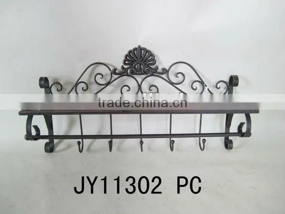 Decorative Metal Wall hook with wooden plague