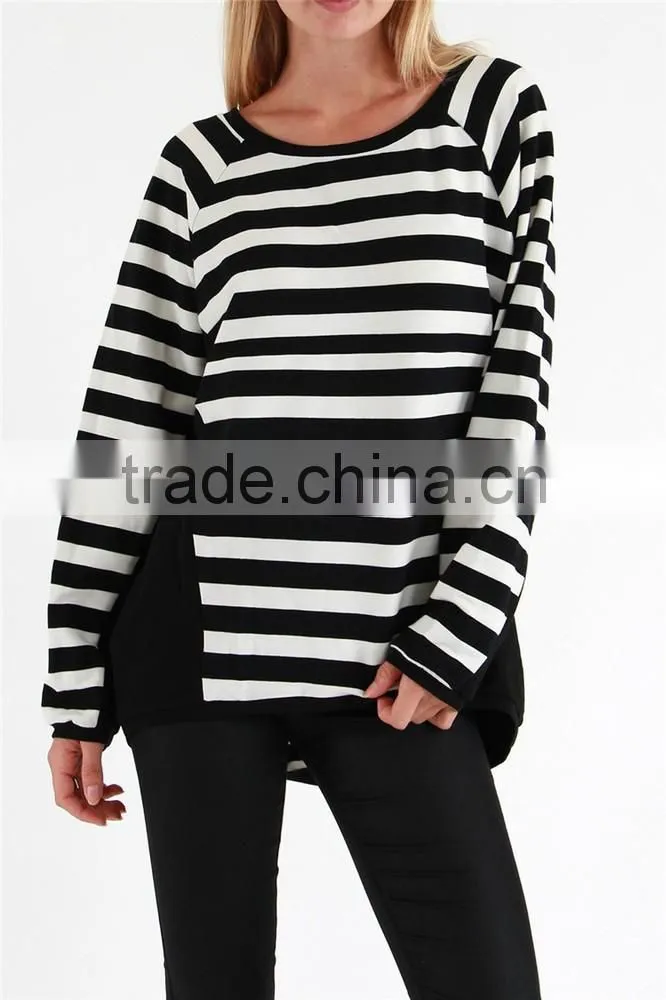 Oversized loose two color striped sweatshirt,sweatshirt extra long