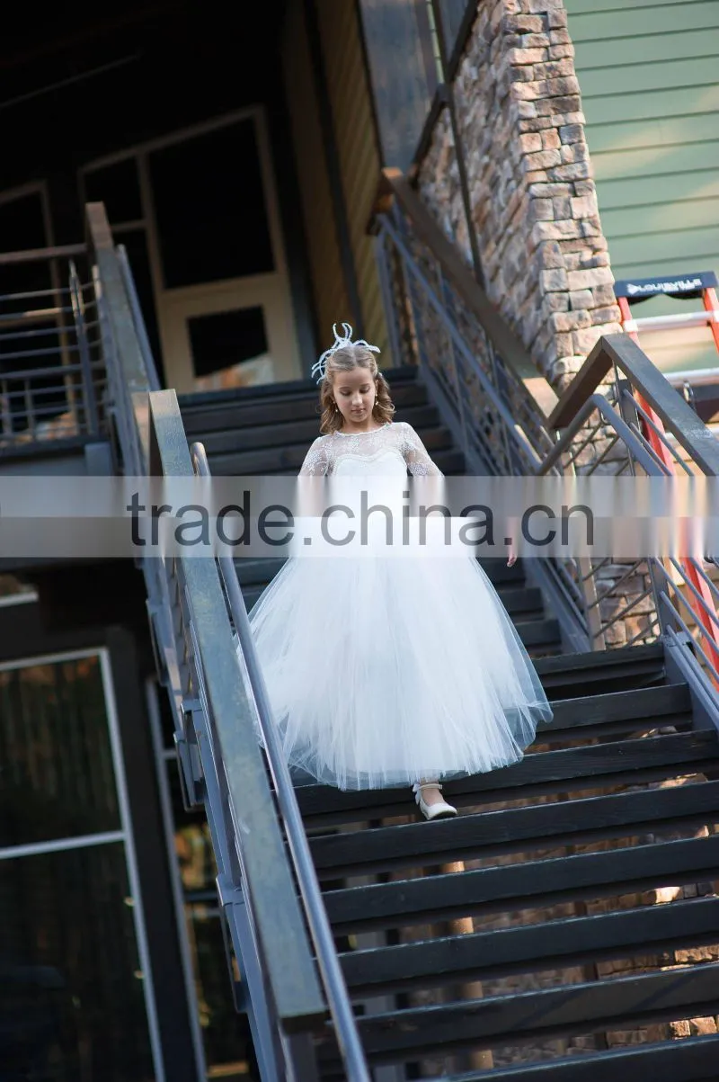 Flower Girls Lace Tutu Wedding White Dress