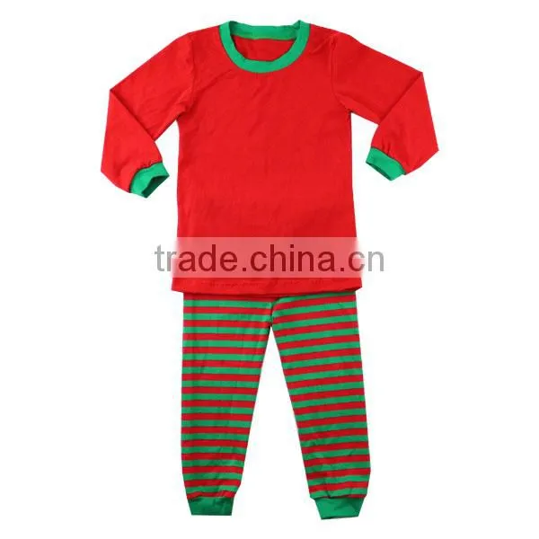 2017 Wholesale baby stripe cotton knit soft sets kids Christmas pajamas