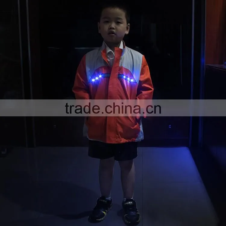 Unique high visibility LED glowing reflective traffic safety kid jacket