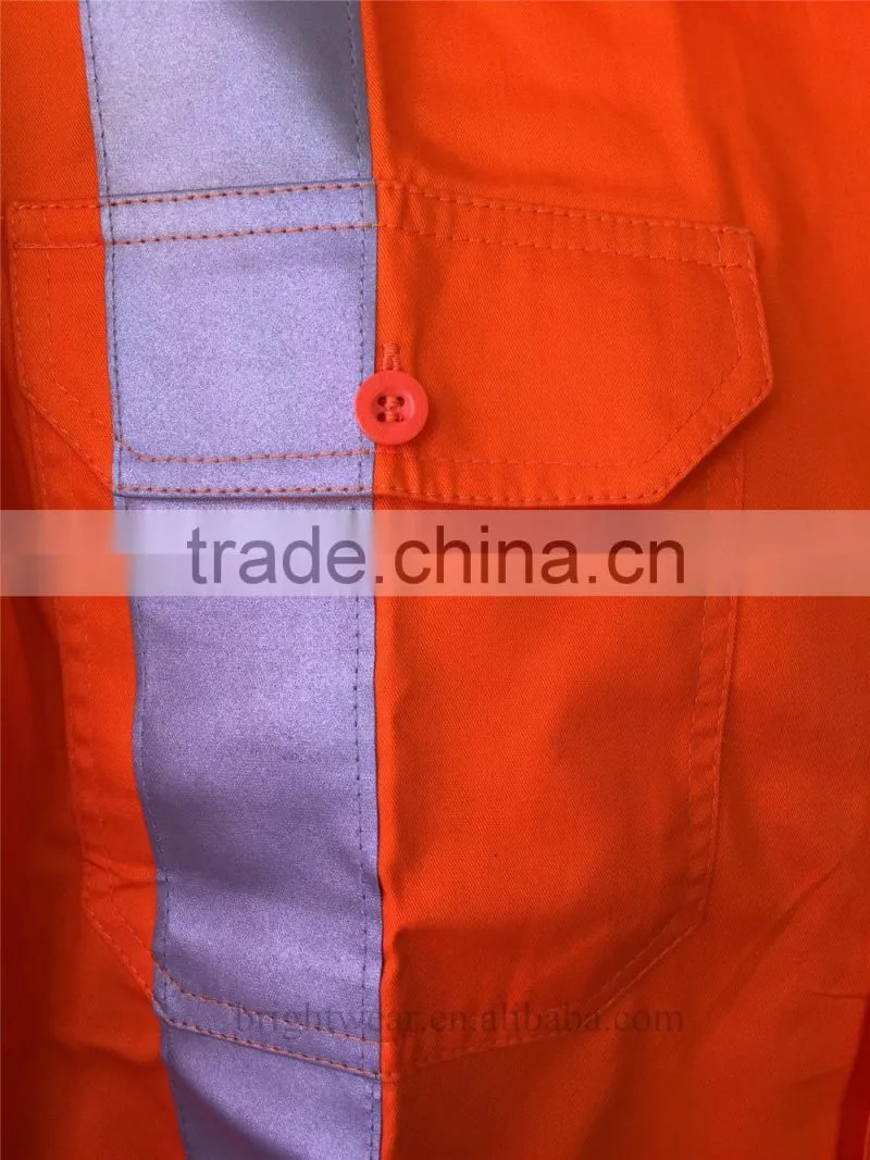 Australia hi-vis long sleeve cotton drill shirts with 3M8906 reflective tape
