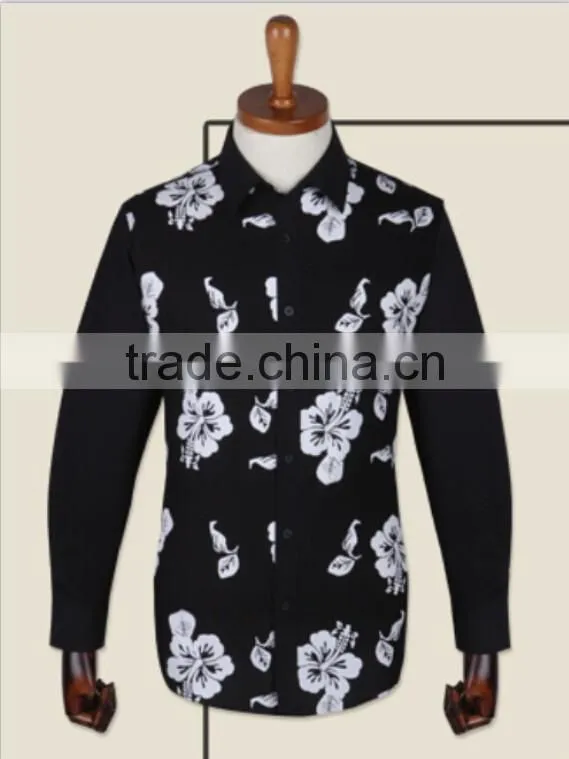 Latest 100% cotton fashion design floral casual men shirts