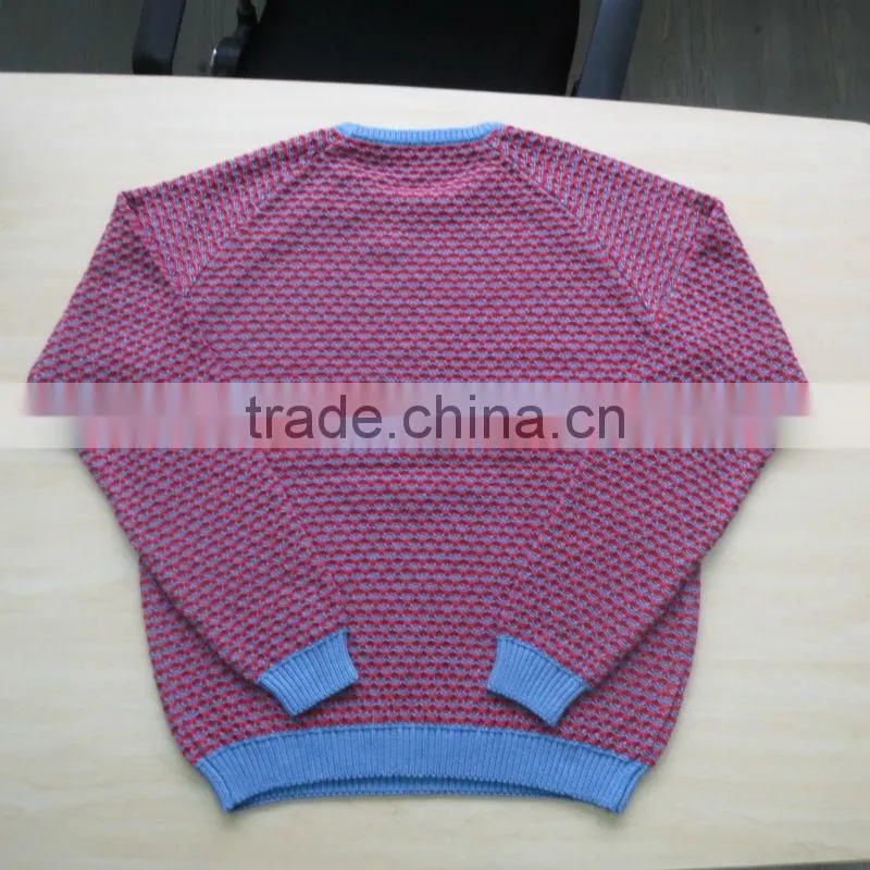 New season 2014 purple body with blue neck ribs pullover casual men knitted sweater men