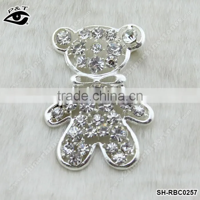 Bulk Rhinestone Pin Brooches cute bear shape crystal pinds for wedding dresses