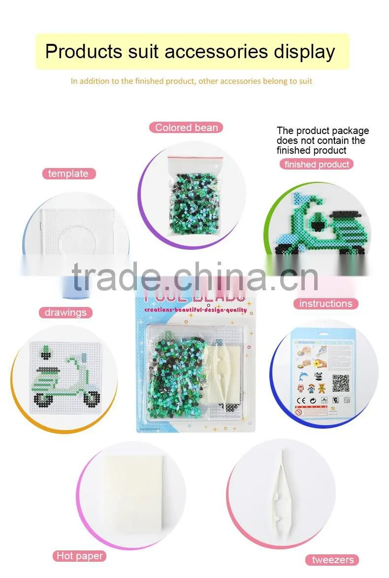 Diyfashion 5mm hama perler fuse beads scoote-helmet set with puzzle iron paper and twezzer hama beads toys for kids 18004