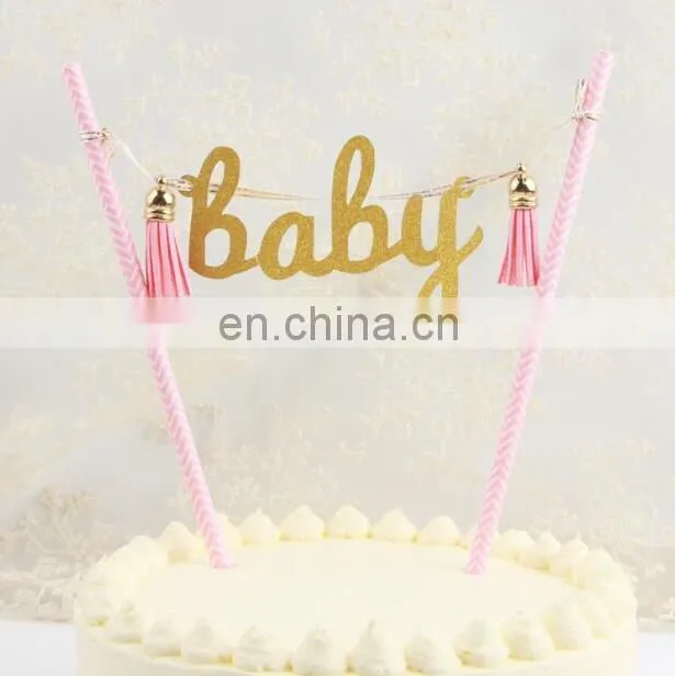 Lovely Blue and Pink BABY Paper Cake Bunting Birthday Cake Decor Wholesale