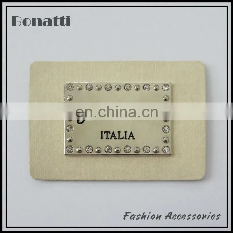 leather metal labels pu patches with rhinestone for jeans