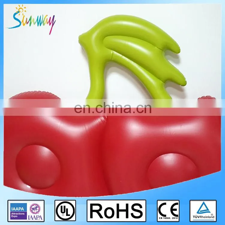 6P PVC Inflatable Pool Float Lounger, OEM Water Sport Cherry Air Mattress