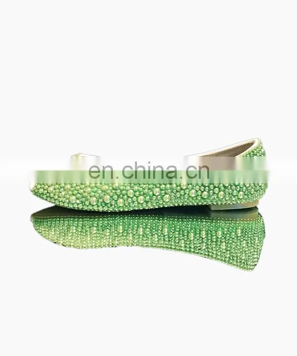 Green Pearl Bridal Classic open /peep toe Flats offer drop ship