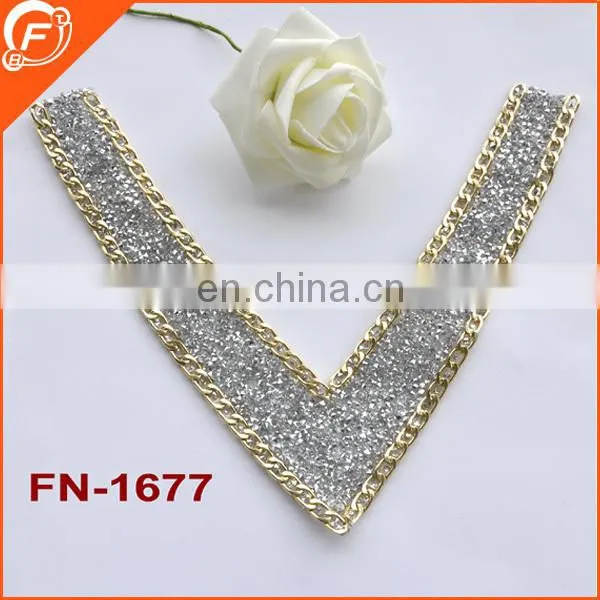 fashion heart shape metal hot-fix diamond collar for dress