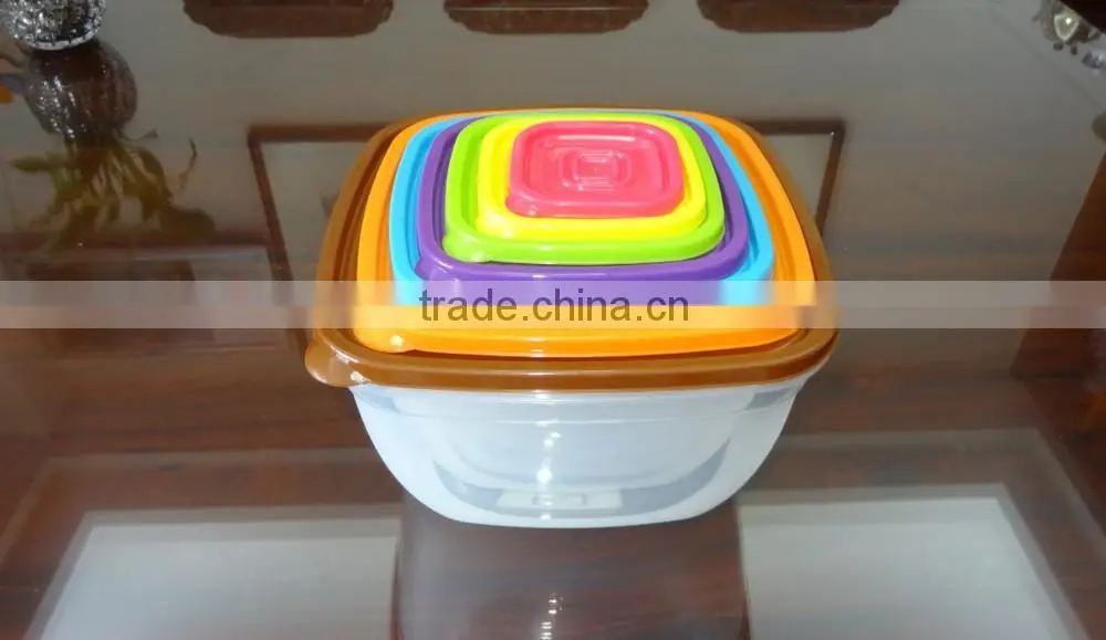 Hot selling 7 pcs set square plastic food storage container / food storage box