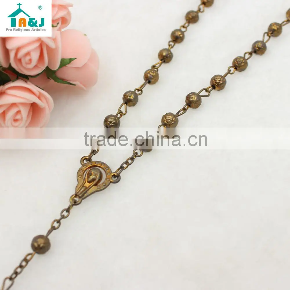 Religious catholic zinc alloy rosary bead wholesale necklace